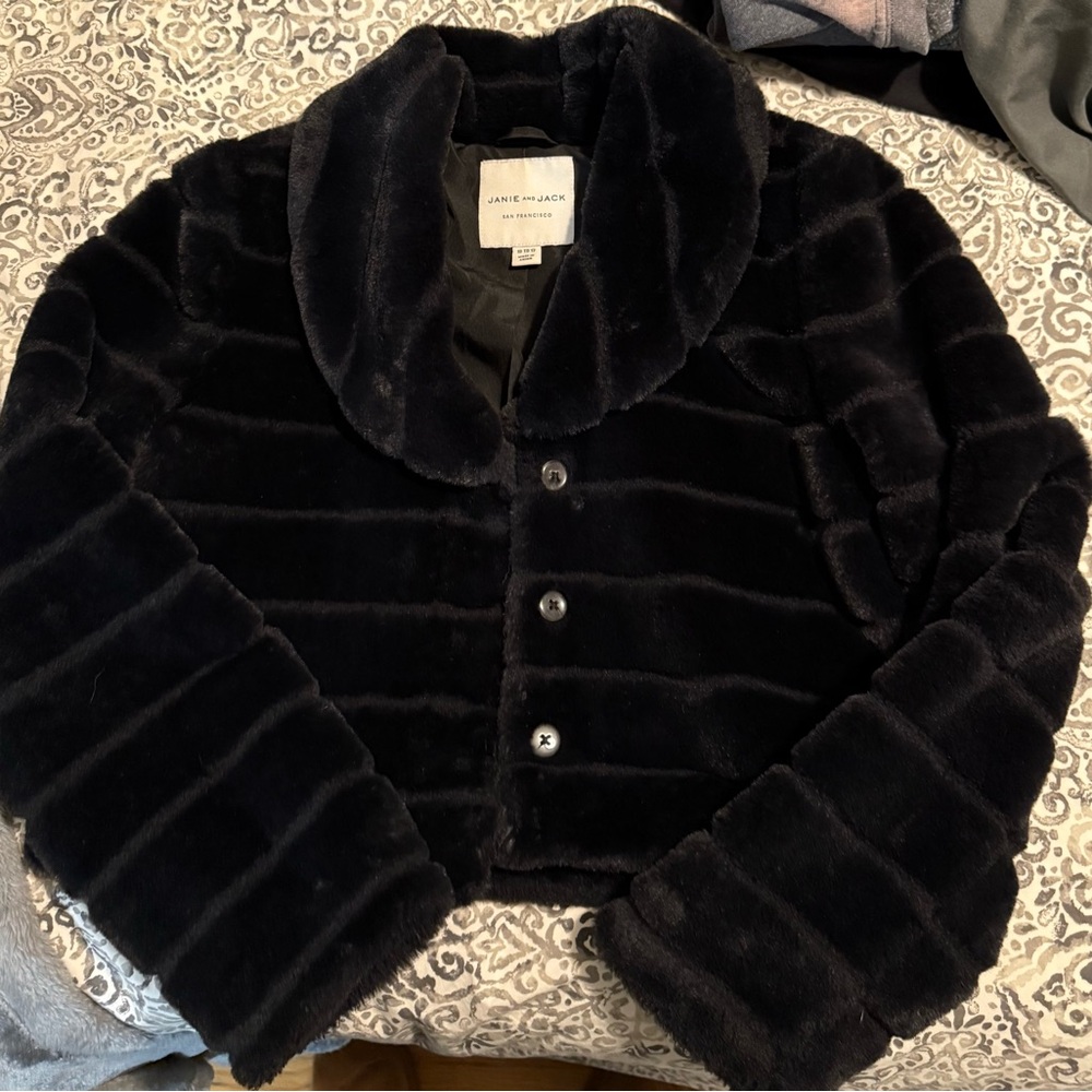 Janie and Jack Black Faux Fur Jacket